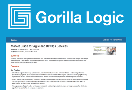 Gorilla Logic in Gartner's guide for Agile and DevOps services