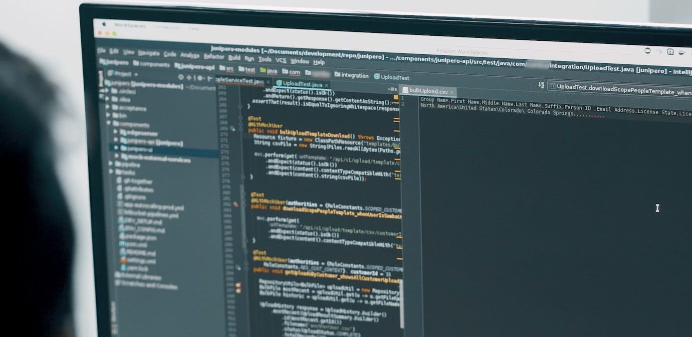 computer screen showing code