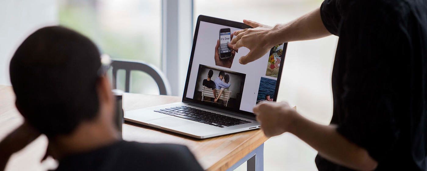 App mockups on laptop